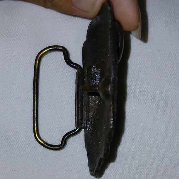 Vntg Buffalo Head Bronze Belt Buckel - Picture 4 of 5